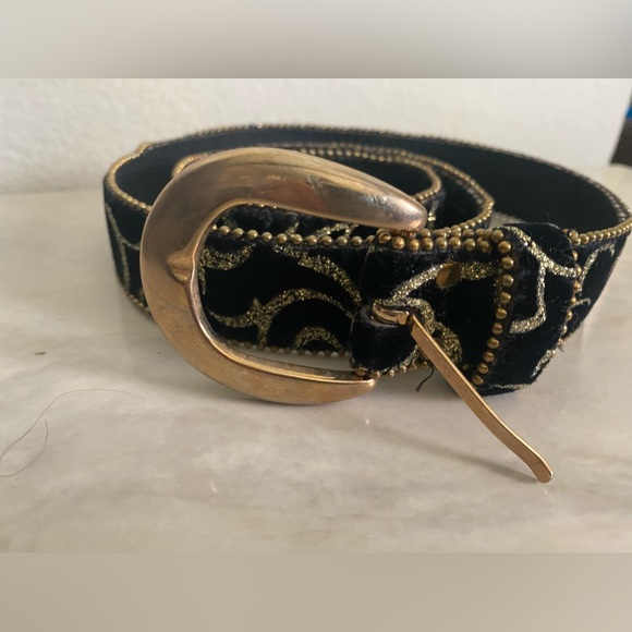 Vintage Elite Fresno California Velvet Belt Size Medium with Brass Buckle - Picture 14 of 14